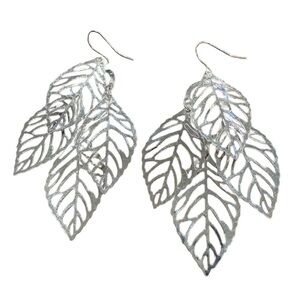 Silver Leaf Drop Earrings Lightweight